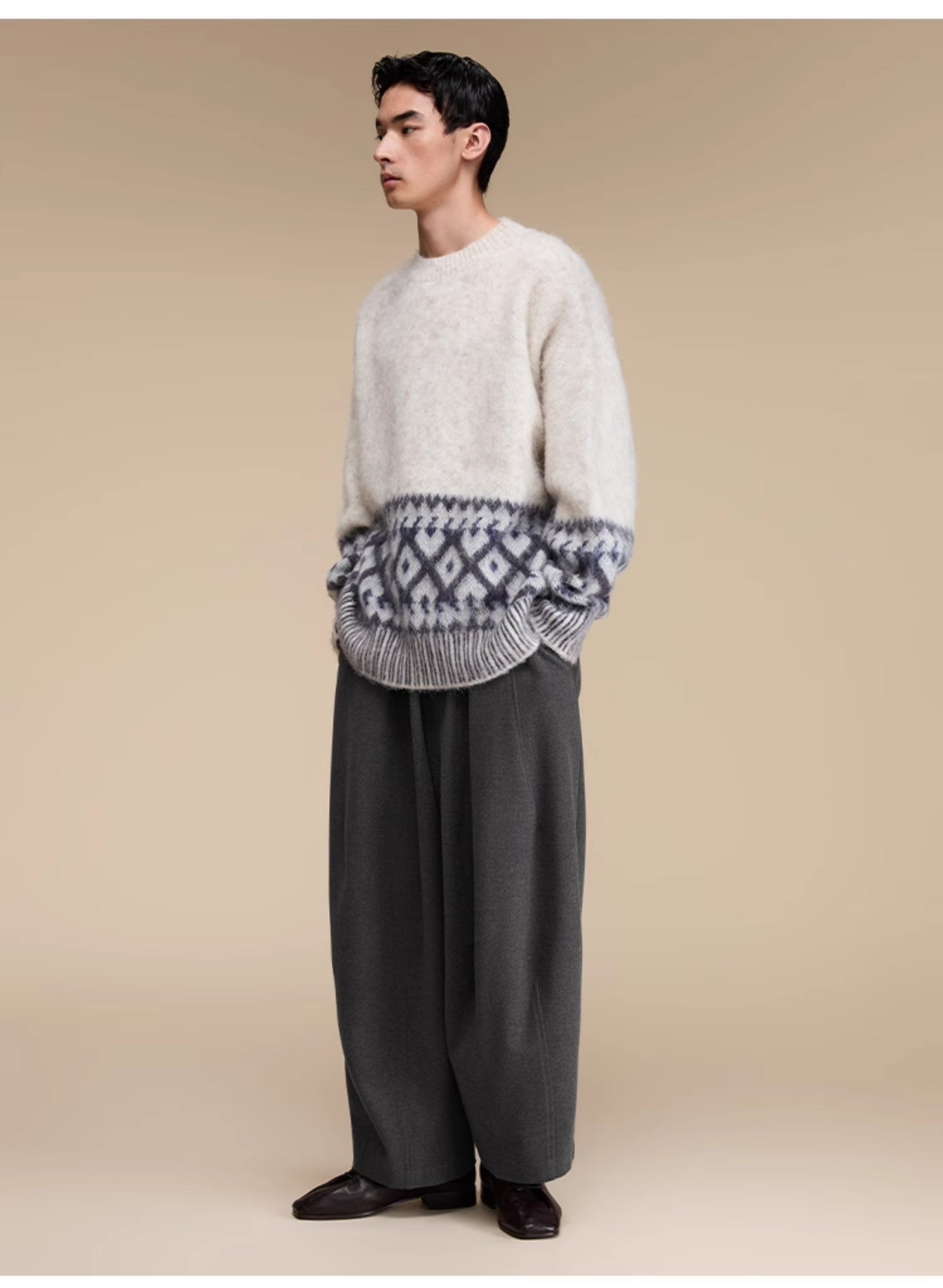 Elastic Waist Wool Casual Pants