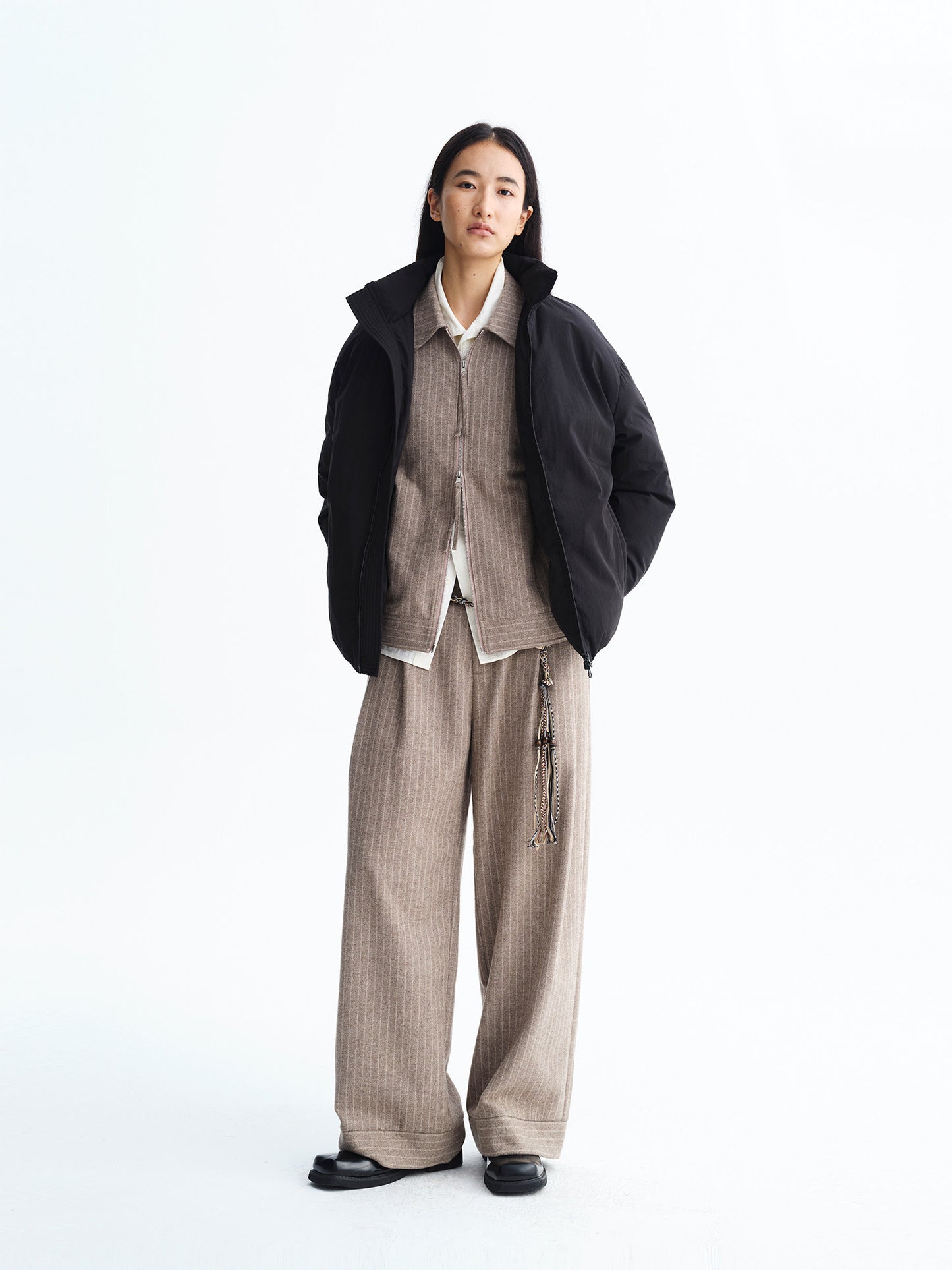Wool Loose Straight Leg Casual Pants