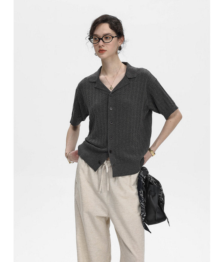 Turtleneck Button-Down Knit Shirt
