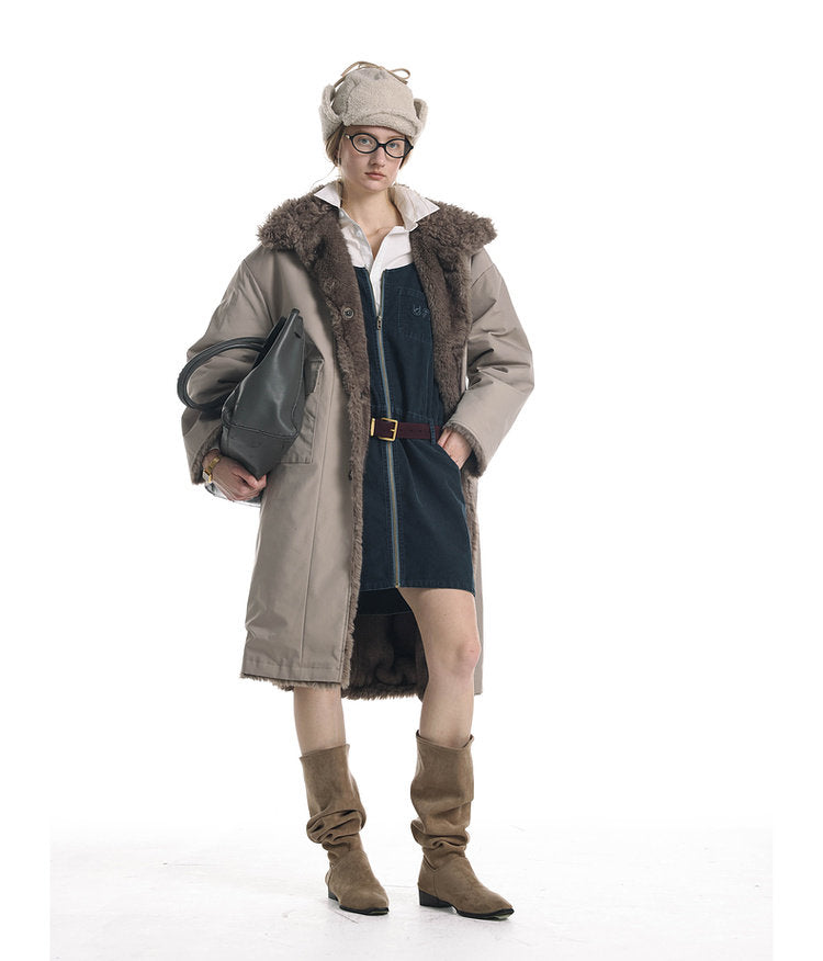 Reversible Faux Mink Fur Long Coat
