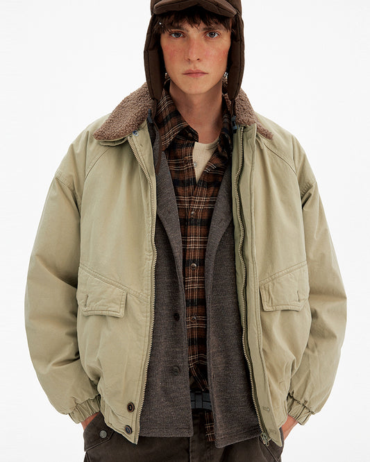 Detachable Lambswool Collar Jacket