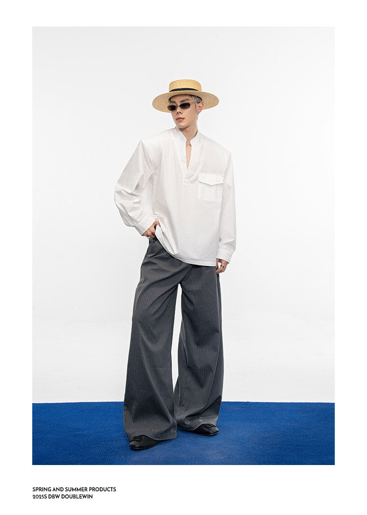 Semi-open V-neck padded shirt