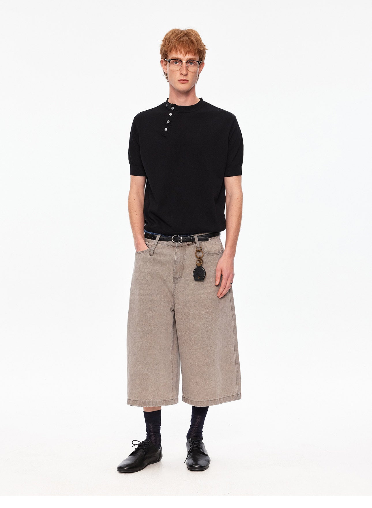 Crossover Henley-neck knit