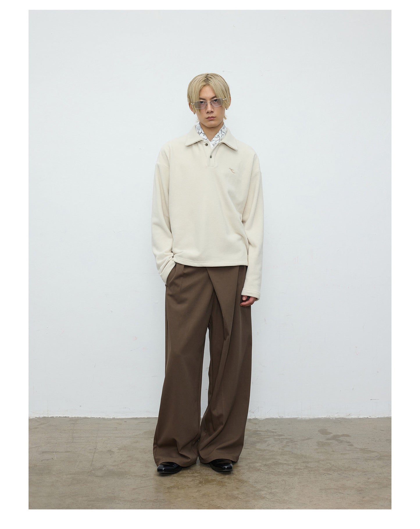 Double-sided fleece collar polo shirt