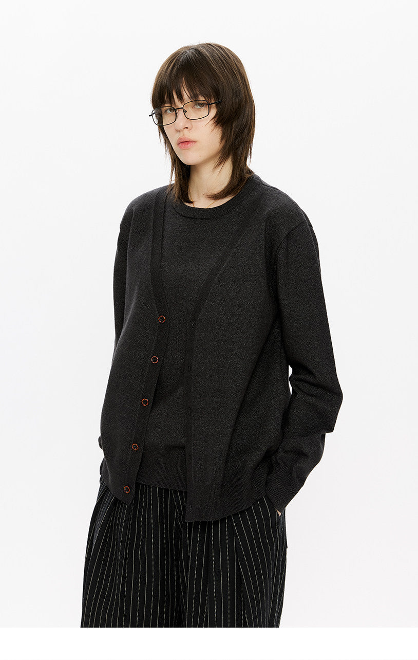 Vintage-style loose-fit knit cardigan