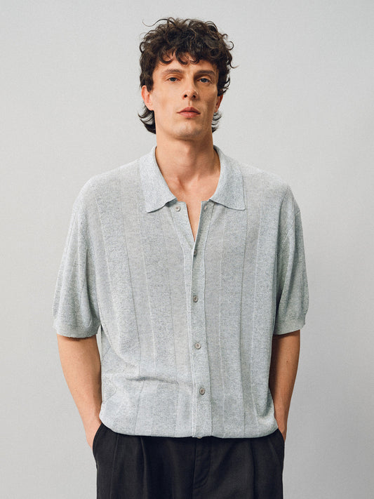 Linen-style button-down shirt