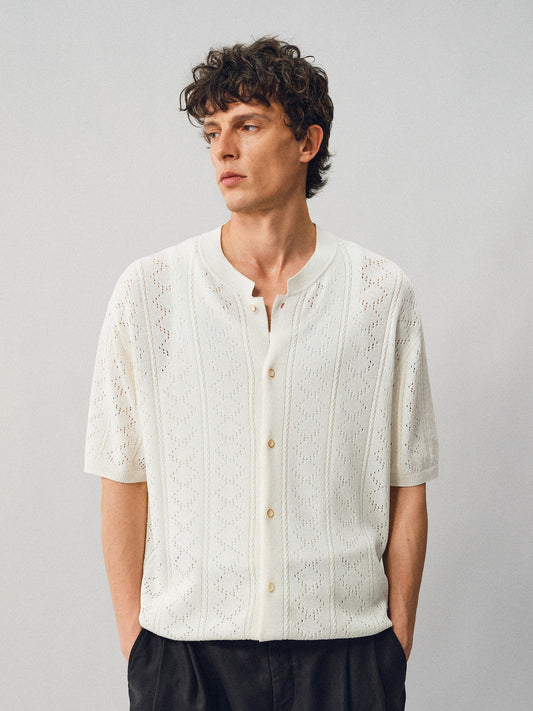 Openwork Linen Knit Shirt
