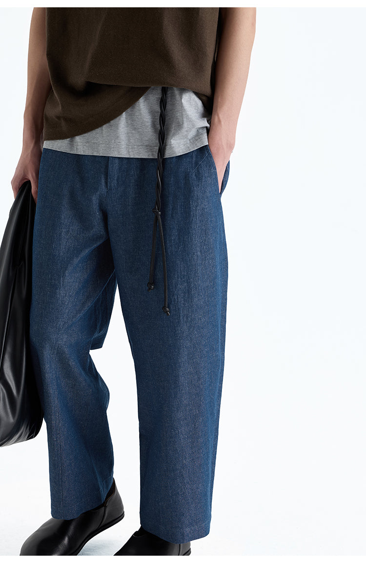Natural cotton blend denim pants