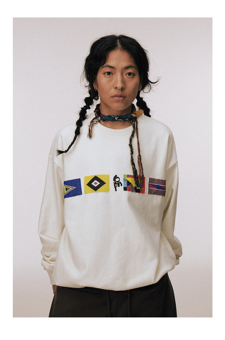 Hand Beaded Flag Sweatshirt