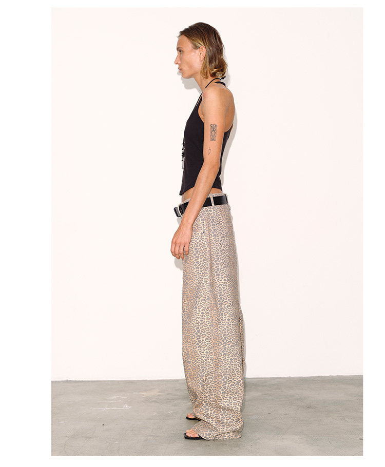 Gradient Leopard Print Baggy Pants