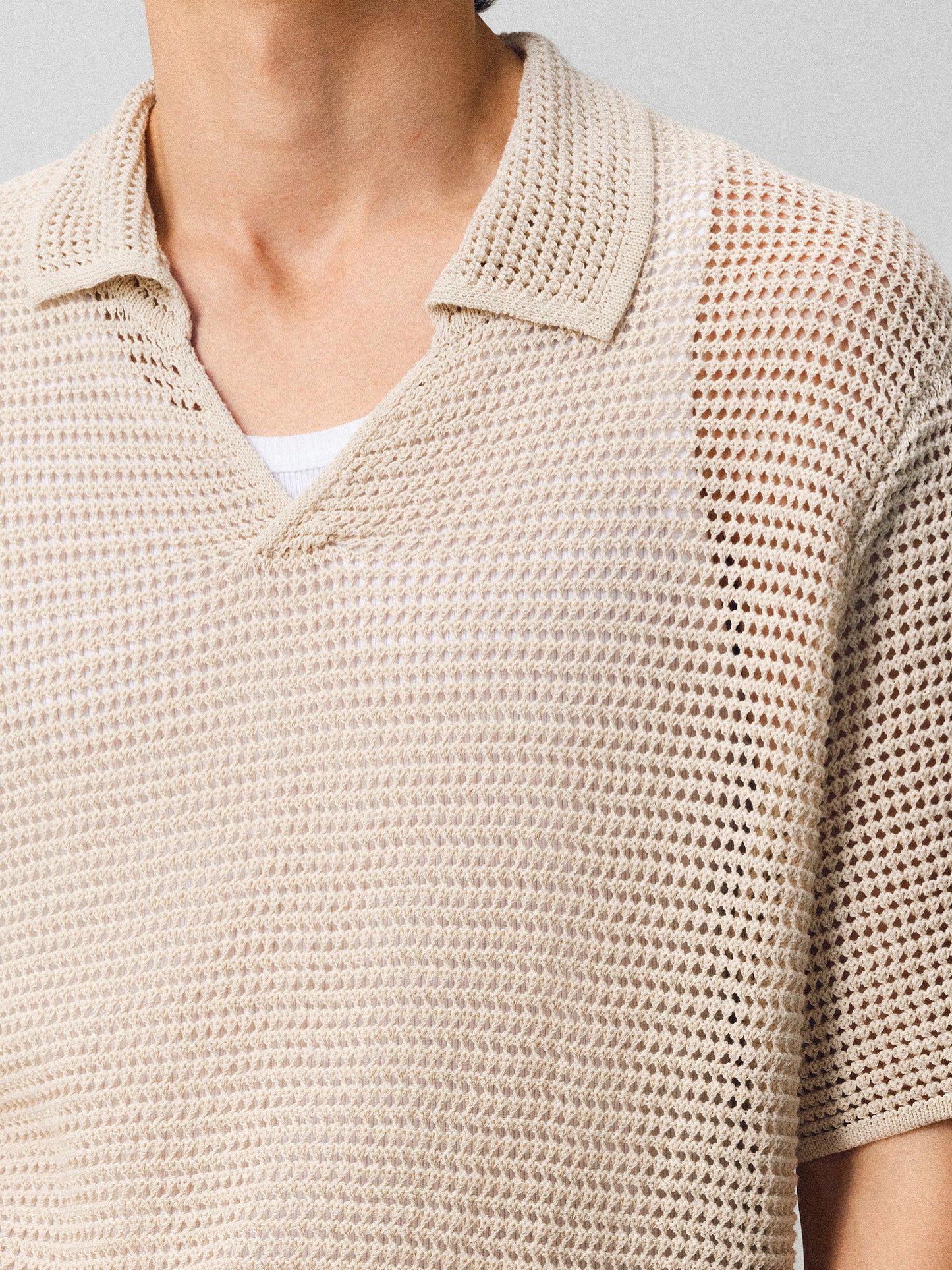 Hollow-knit Polo Shirt