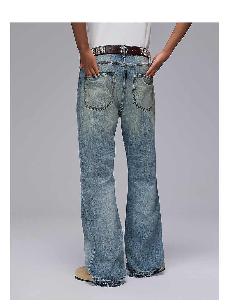 Patchwork Damaged Slim Fit Jeans