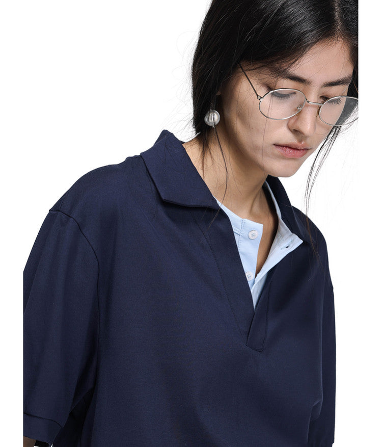 Fake Two-Piece Double Collar Polo Shirt