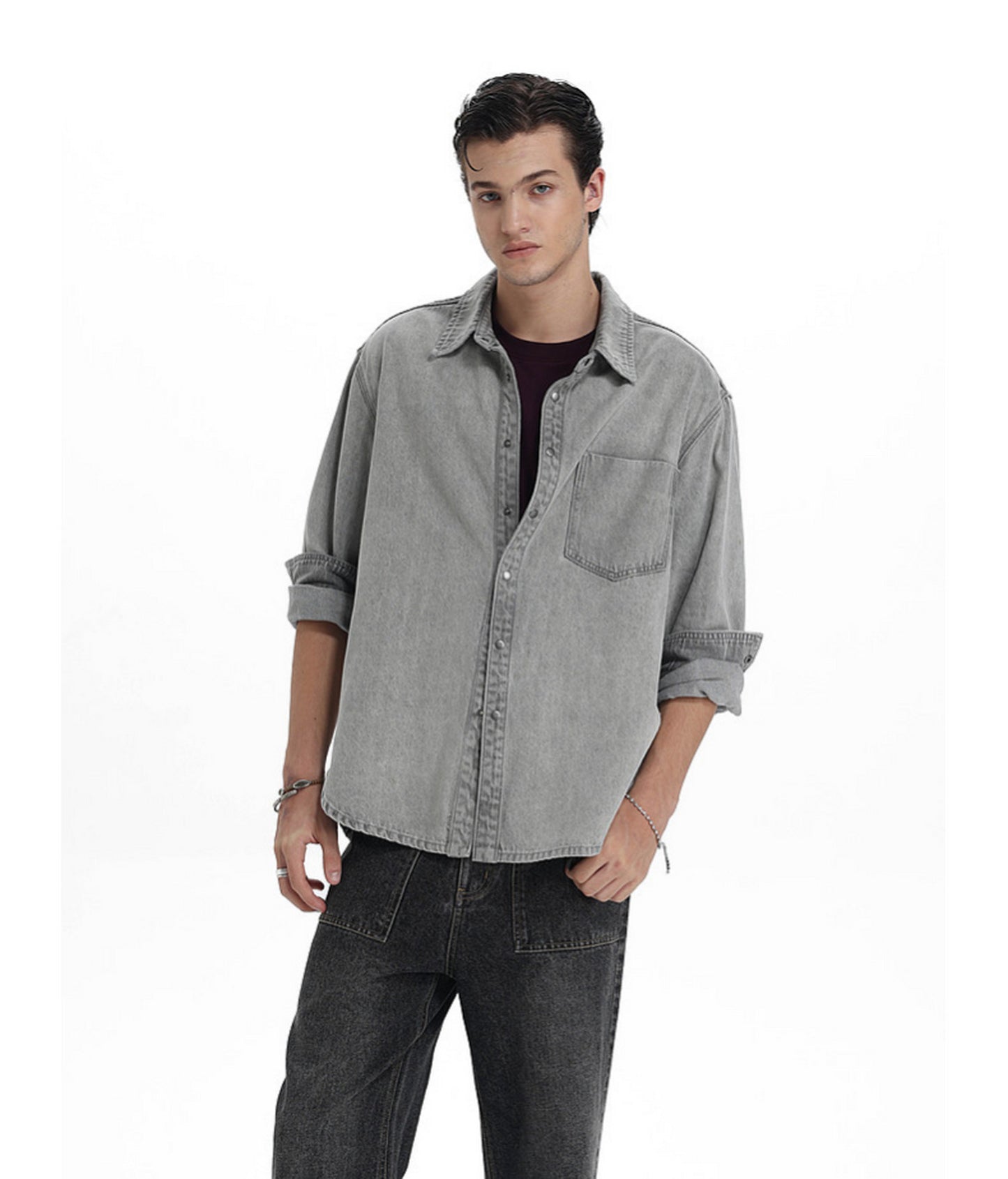 Vintage Relaxed-Fit Two-Tone Denim Shirt