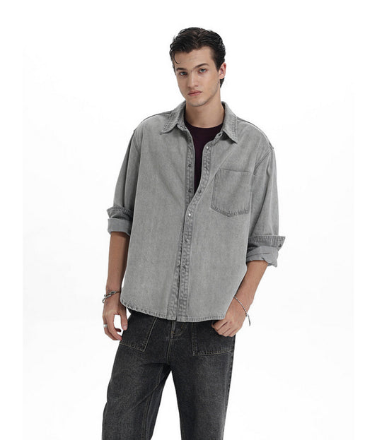 Vintage Relaxed-Fit Two-Tone Denim Shirt