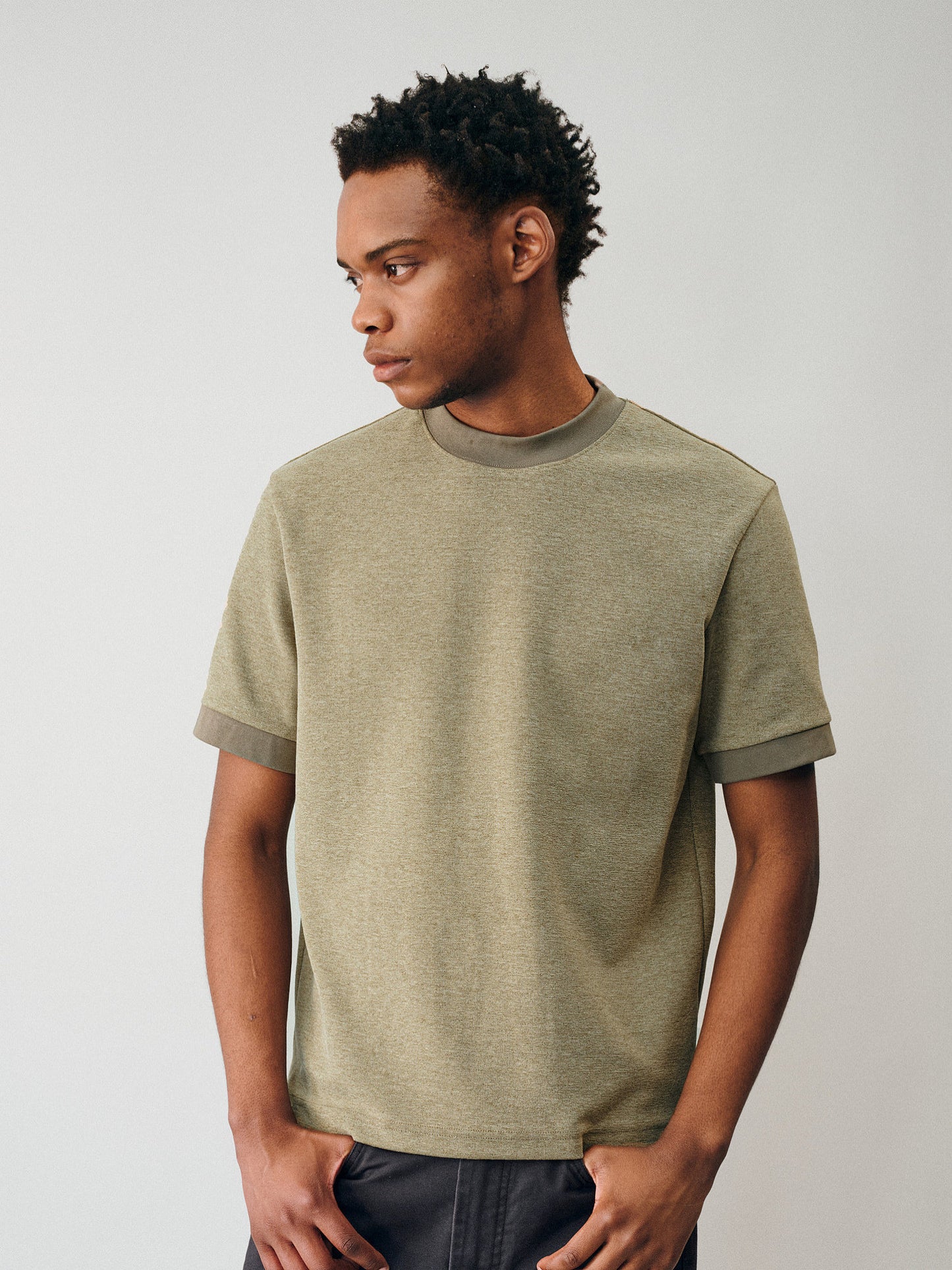Contrast-Color Loop-Knit T-Shirt