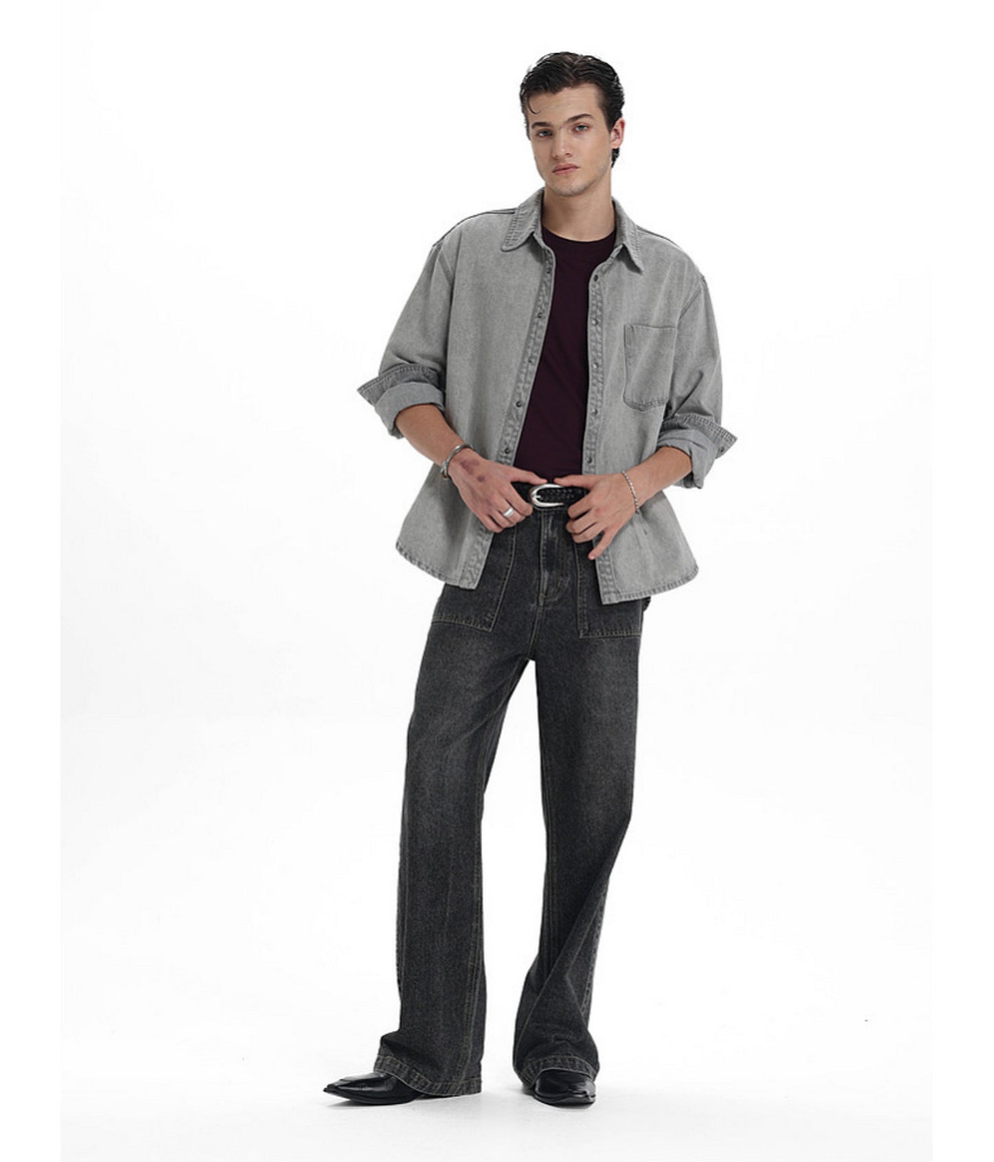 Vintage Relaxed-Fit Two-Tone Denim Shirt