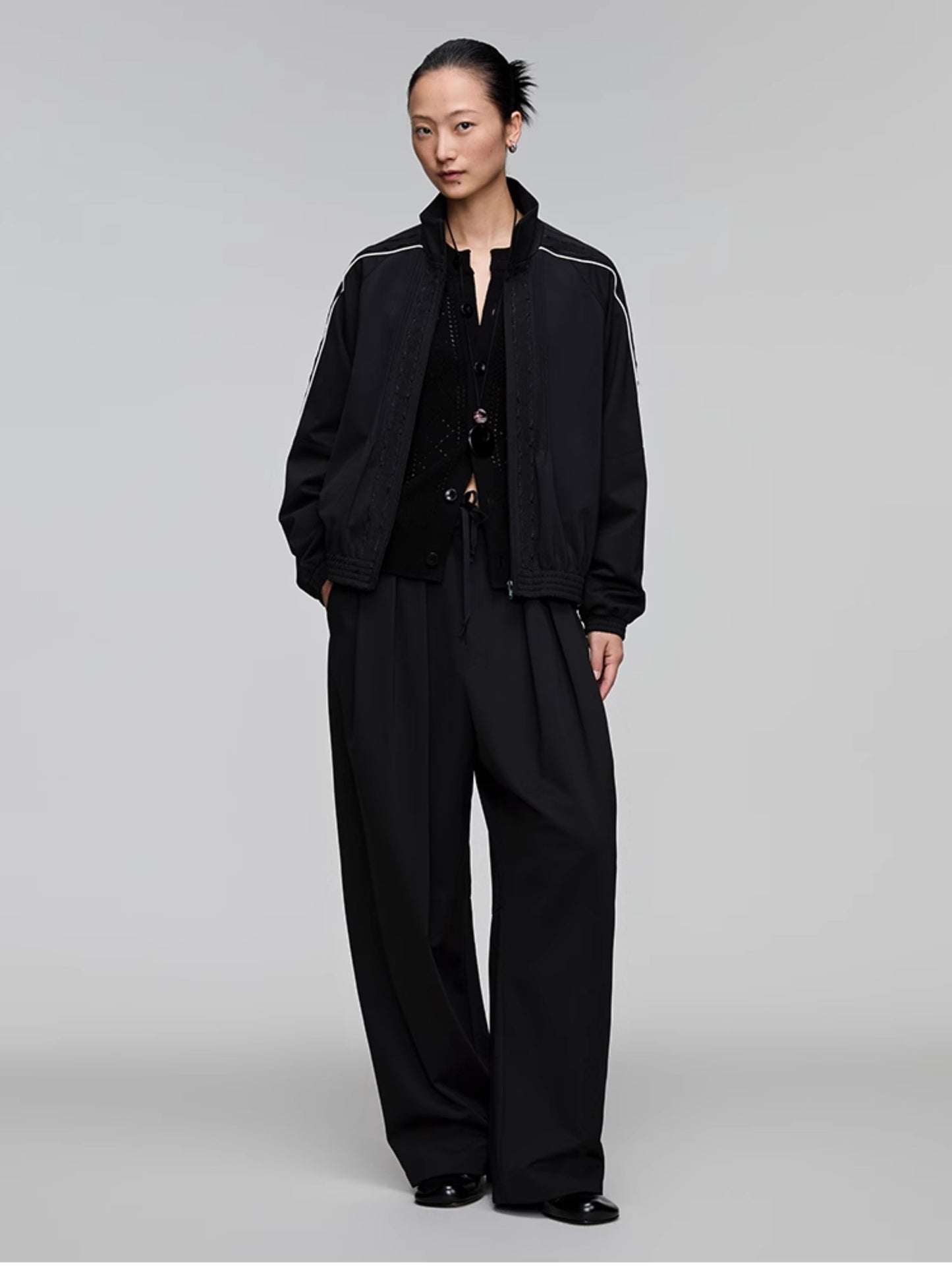 Decorative ribbon sports casual jacket