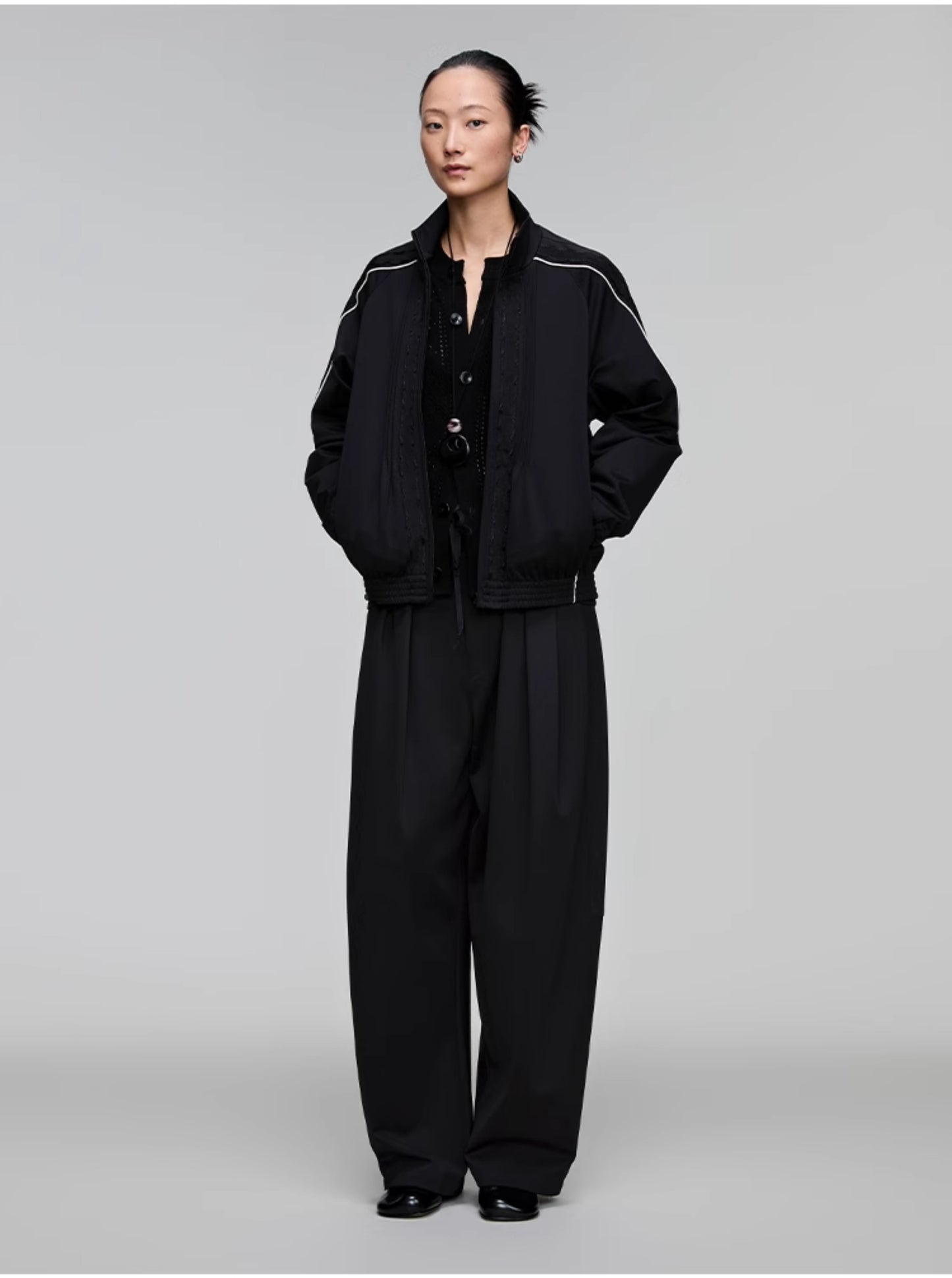 Decorative ribbon sports casual jacket