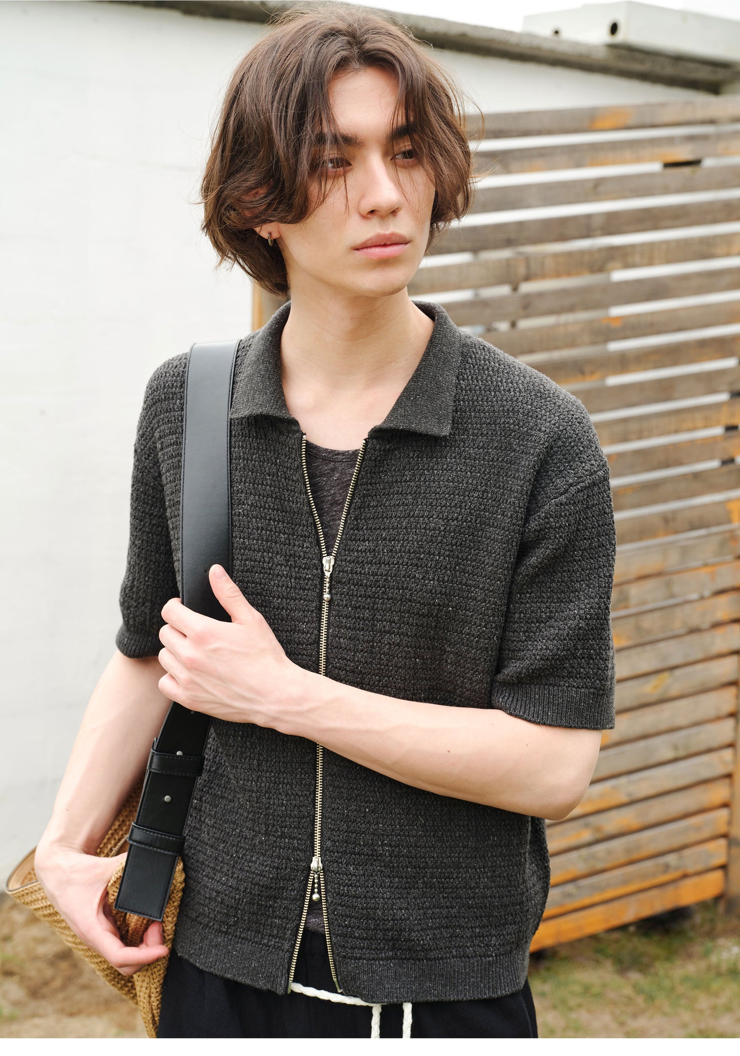 Mid-weight Double-Zipper Knit Cardigan