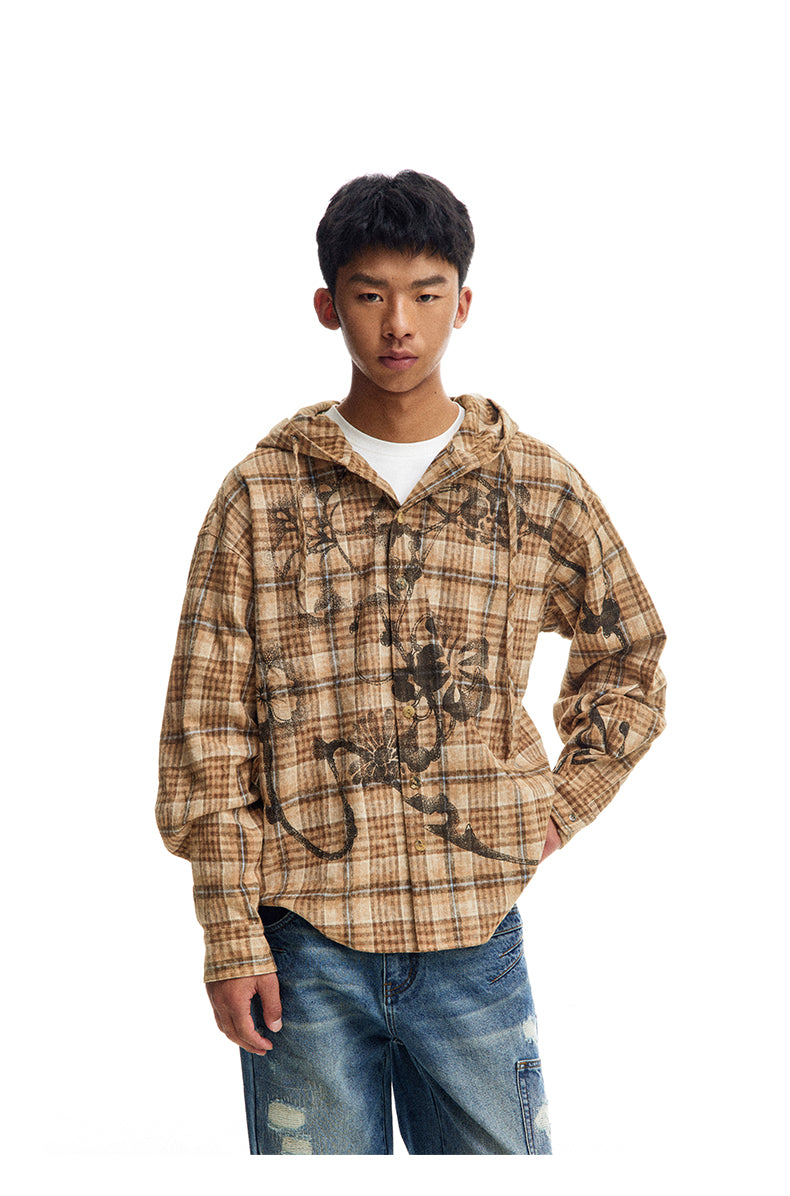 Casual Hooded Check Shirt