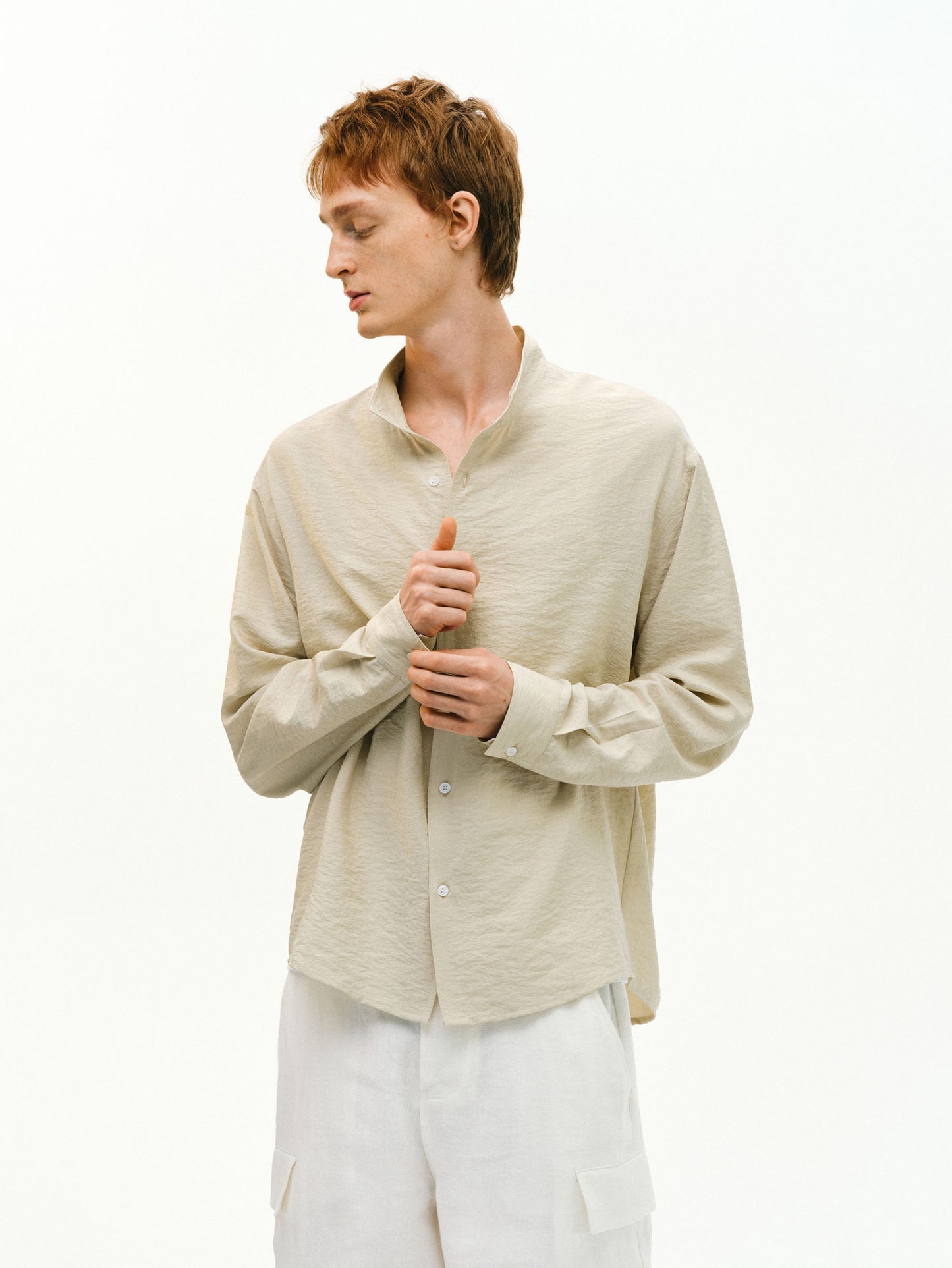 Silk Stand Collar Shirt