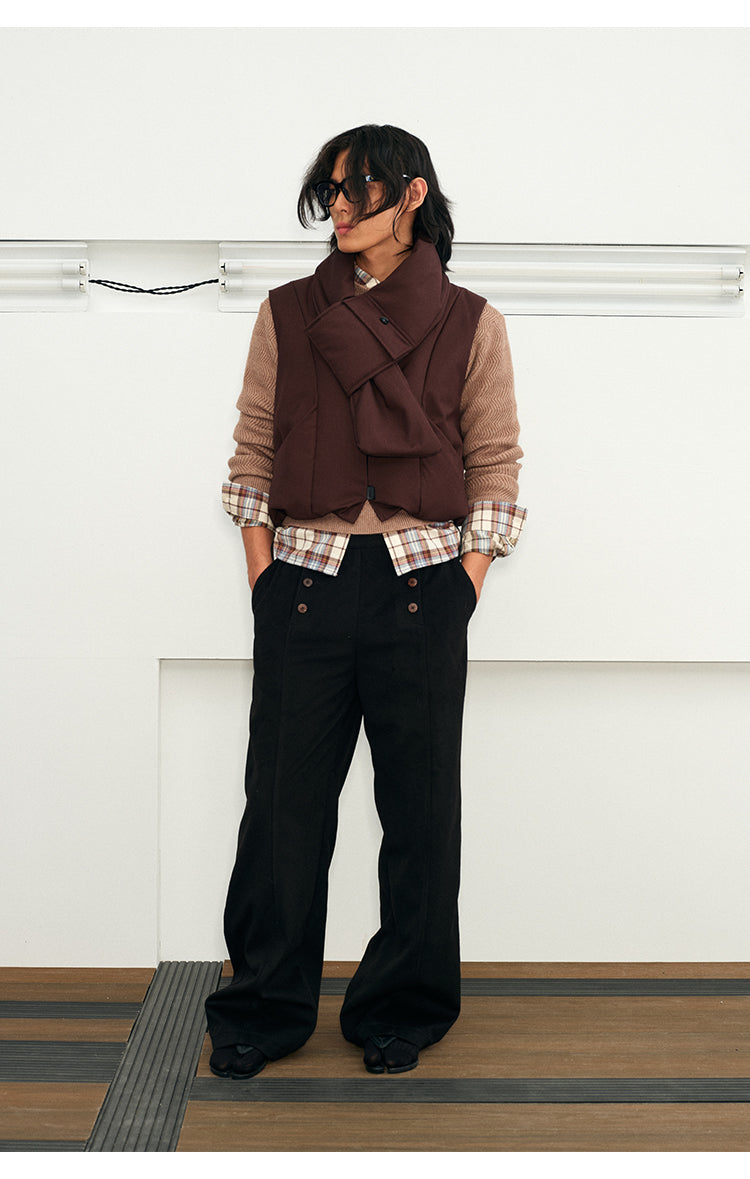 Double-breasted Glam Wool Casual Pants