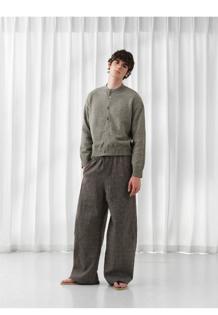 Houndstooth Wide-Leg Pants