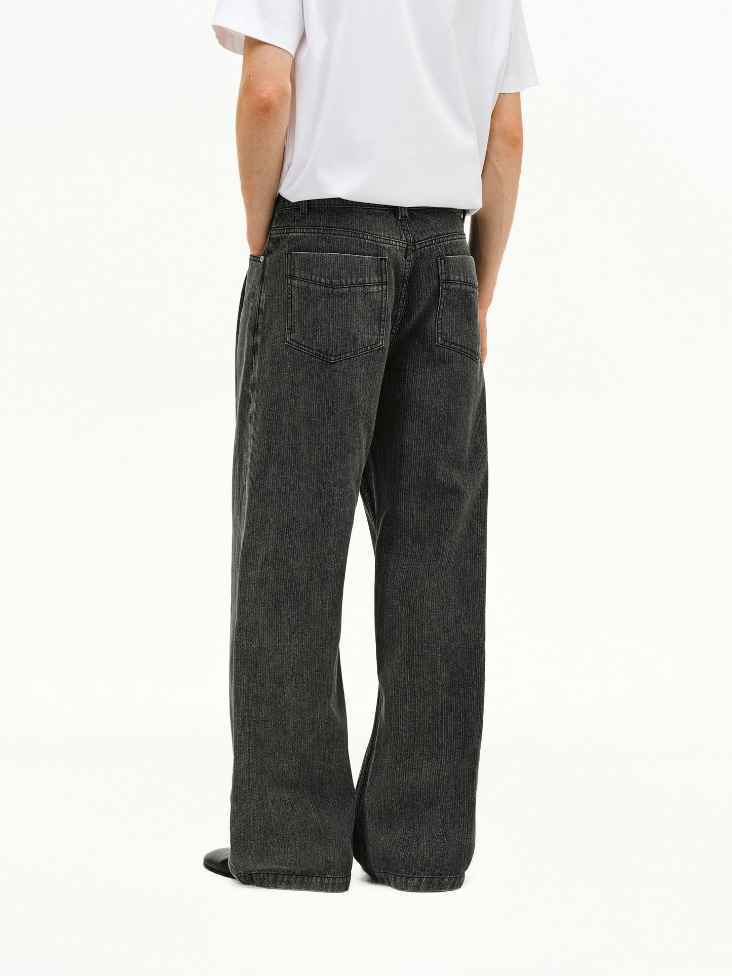 Dark Textured Denim Pants