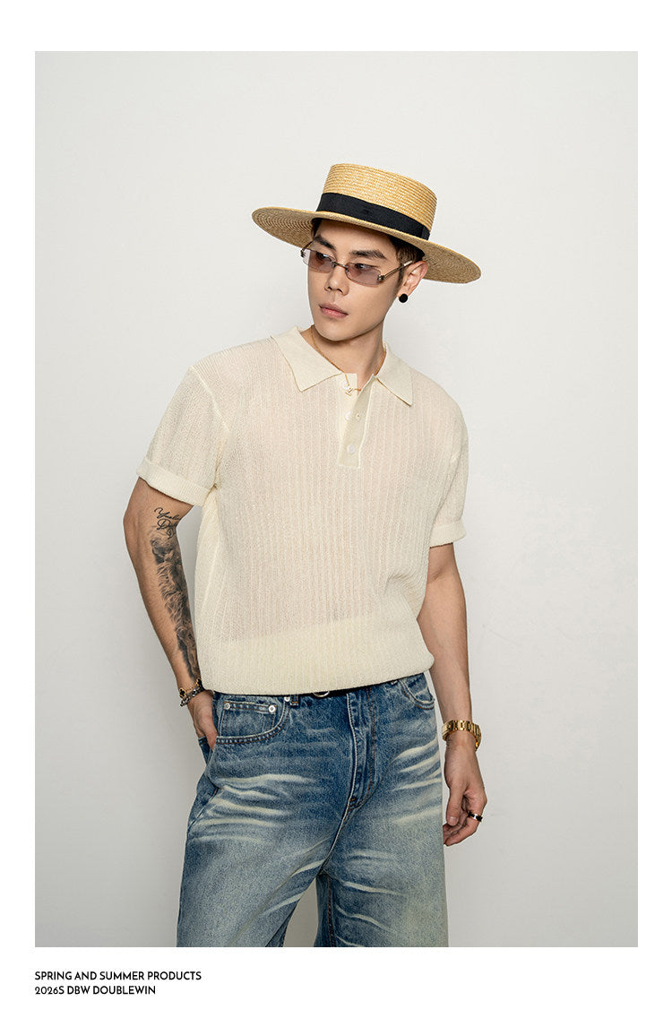 Slightly sheer polo shirt