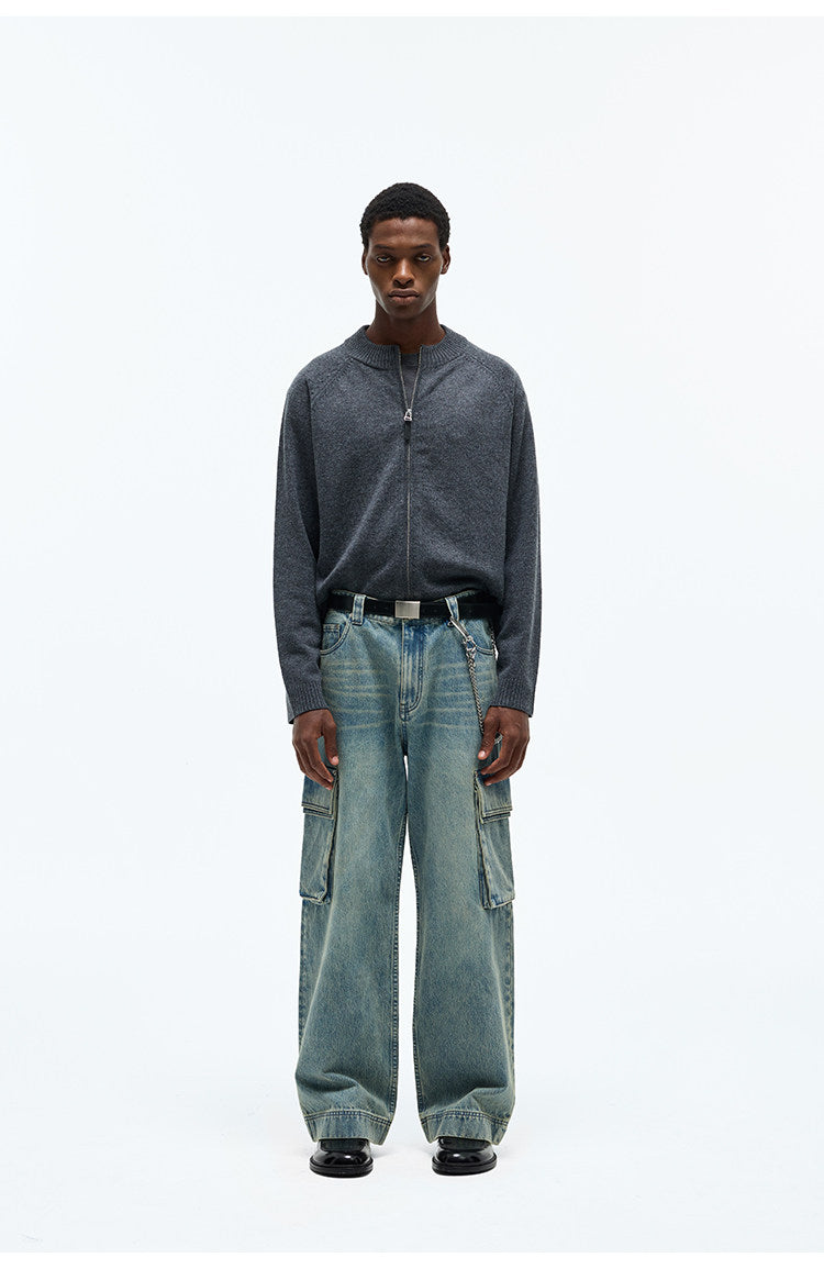 Distressed Washed Denim Pants