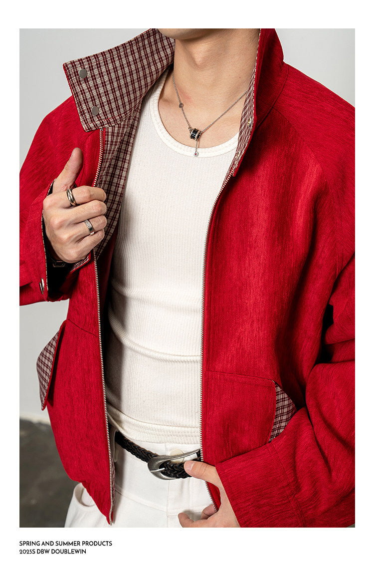 Color-block Check Pattern Jacket