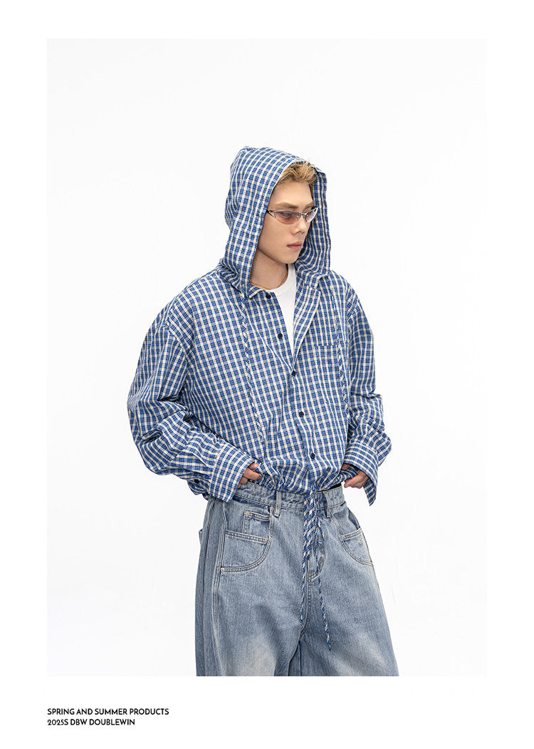 Vintage Lightweight Checkered Hooded Shirt