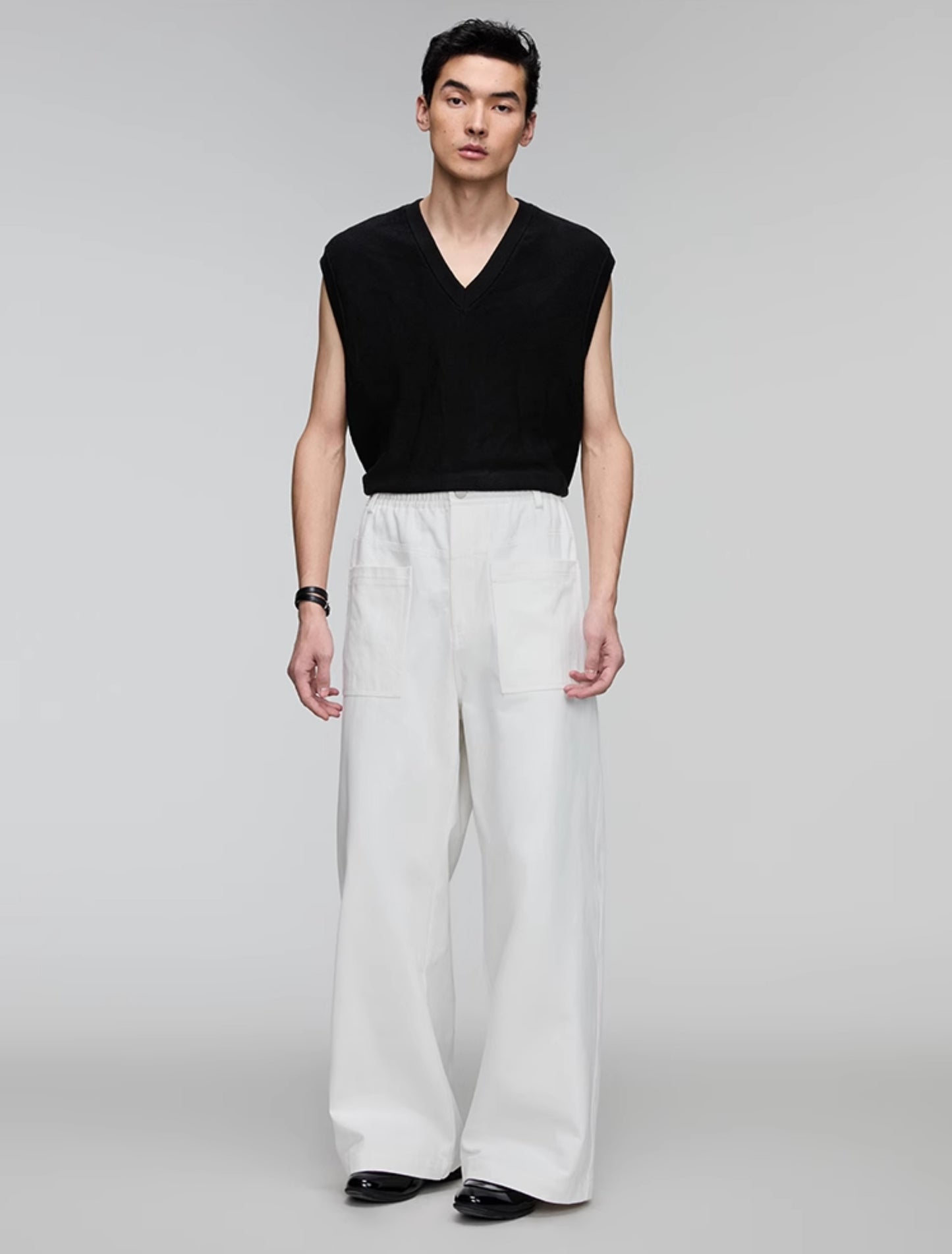 Elastic Waist Wide Leg Casual Pants