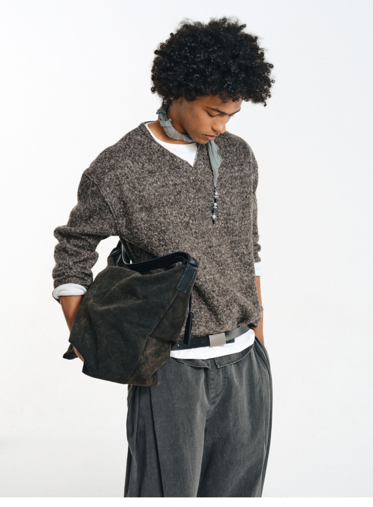 Wool Blend Faux Two-Piece Knit