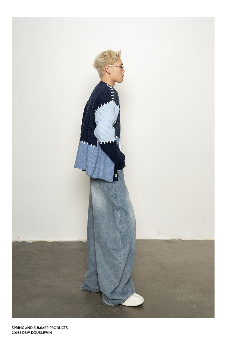 Contrast Color Stitch Cardigan