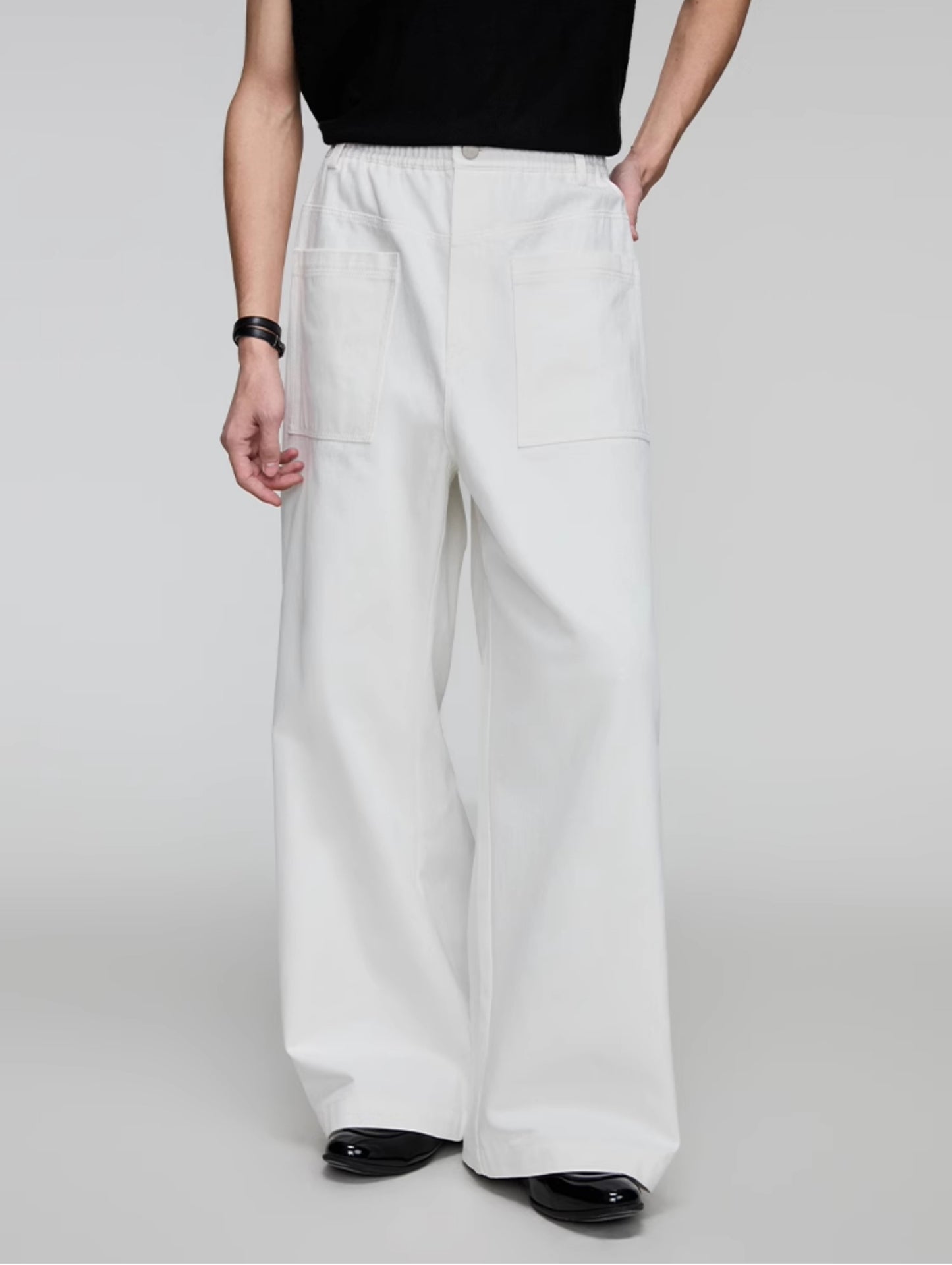 Elastic Waist Wide Leg Casual Pants