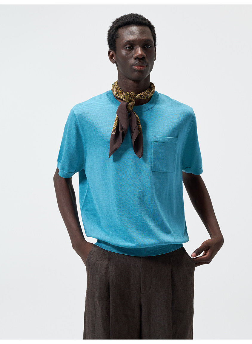Pocket Crew-Neck Knit Shirt