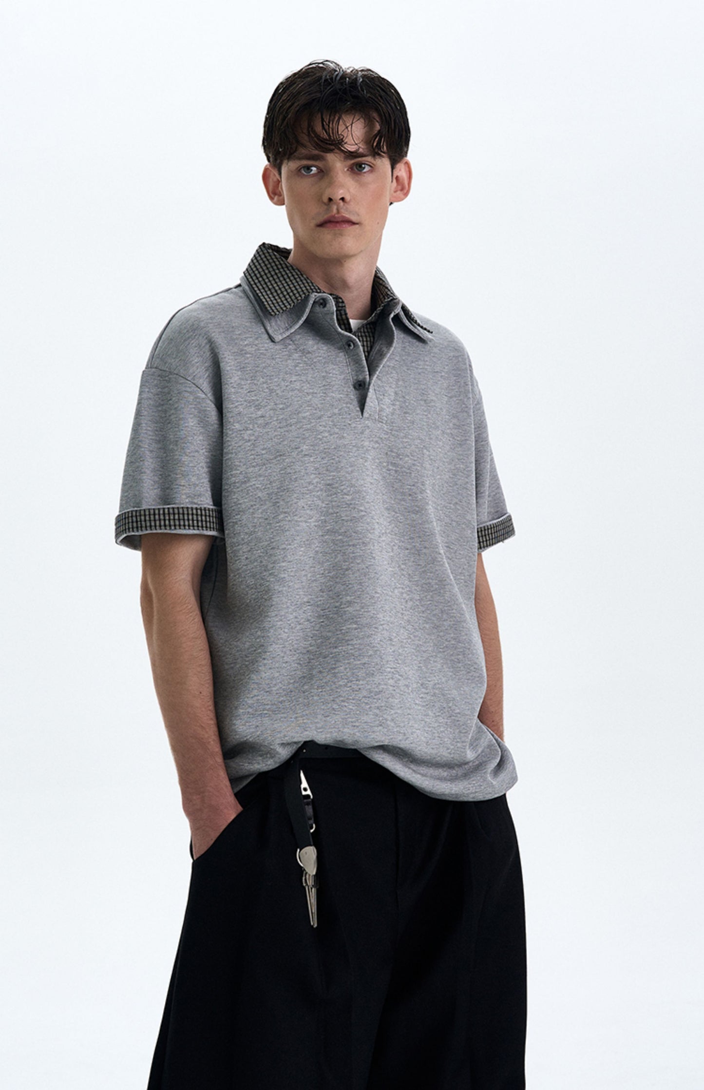 Stitched faux two-piece T-shirt