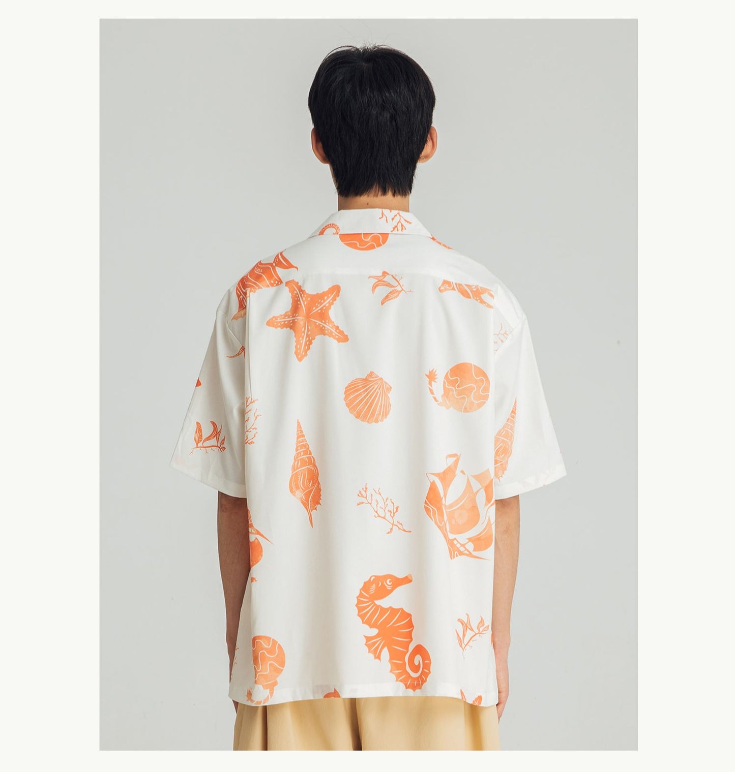 Marine Print Cuban Collar Shirt