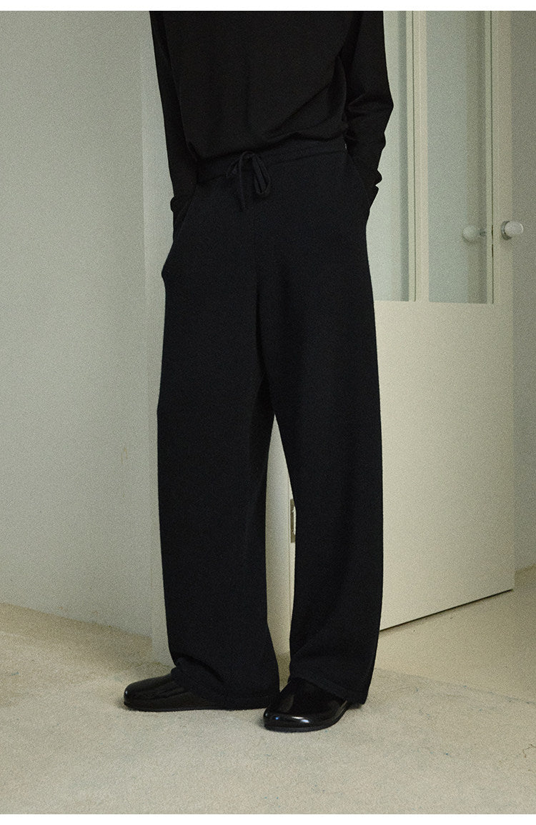 Straight-Leg Knit Casual Pants