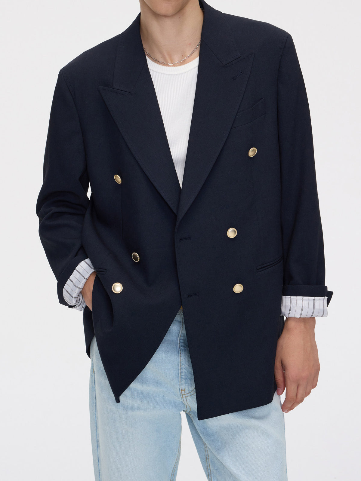Double-Metal-Button Silhouette Jacket