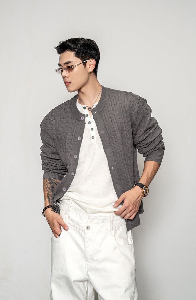 Stretch Cable-Knit Cardigan