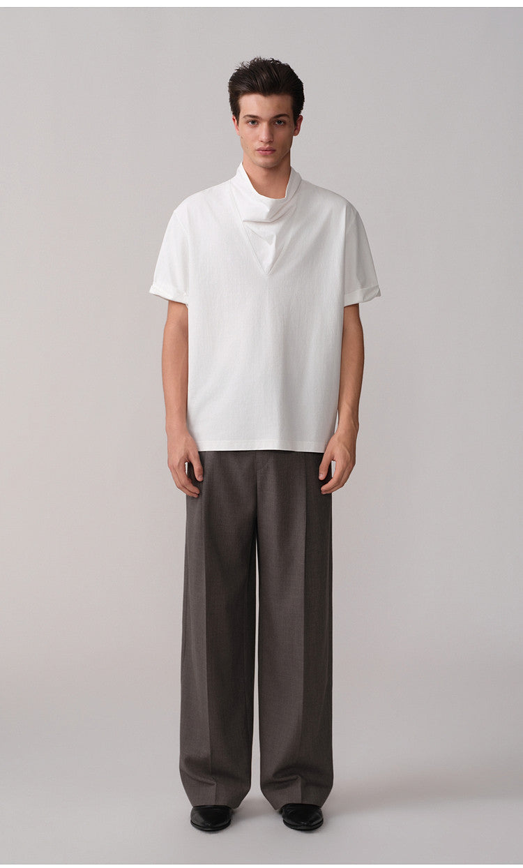 Pleated Oak Waist Casual Pants