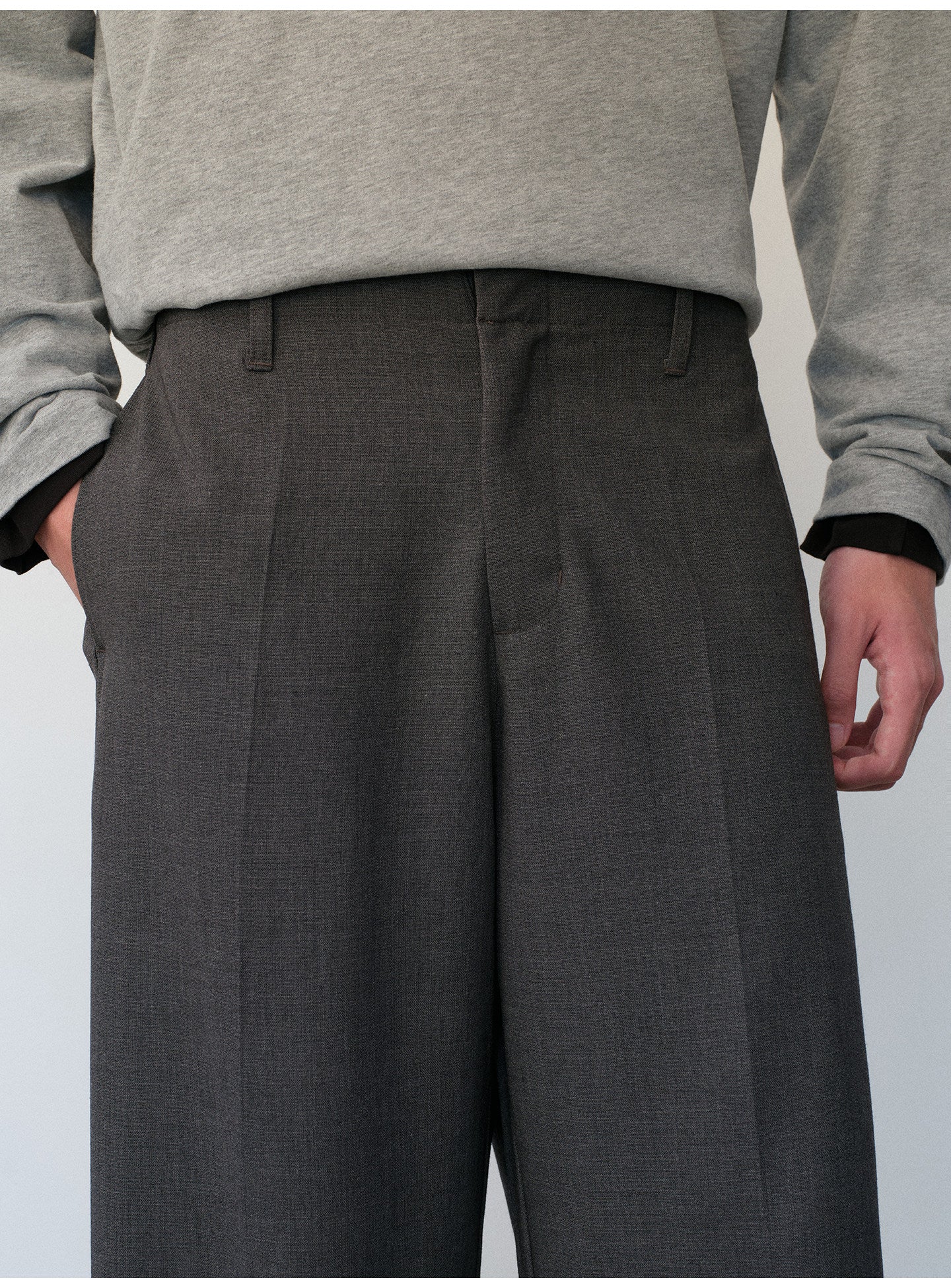 Curved-Leg Casual Pants