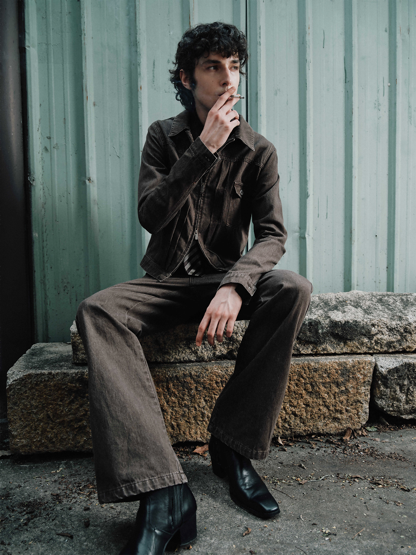 Faded old denim jacket