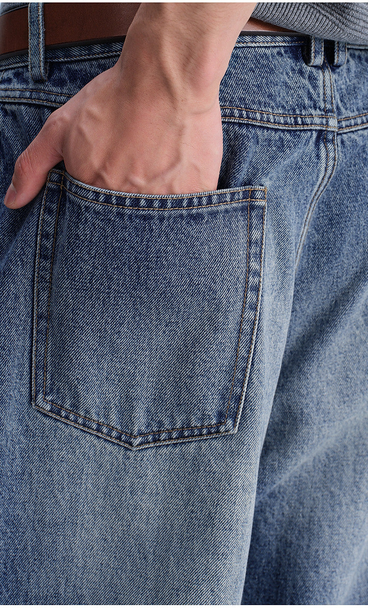 Washed Gradient Mist Double-Pleated Jeans