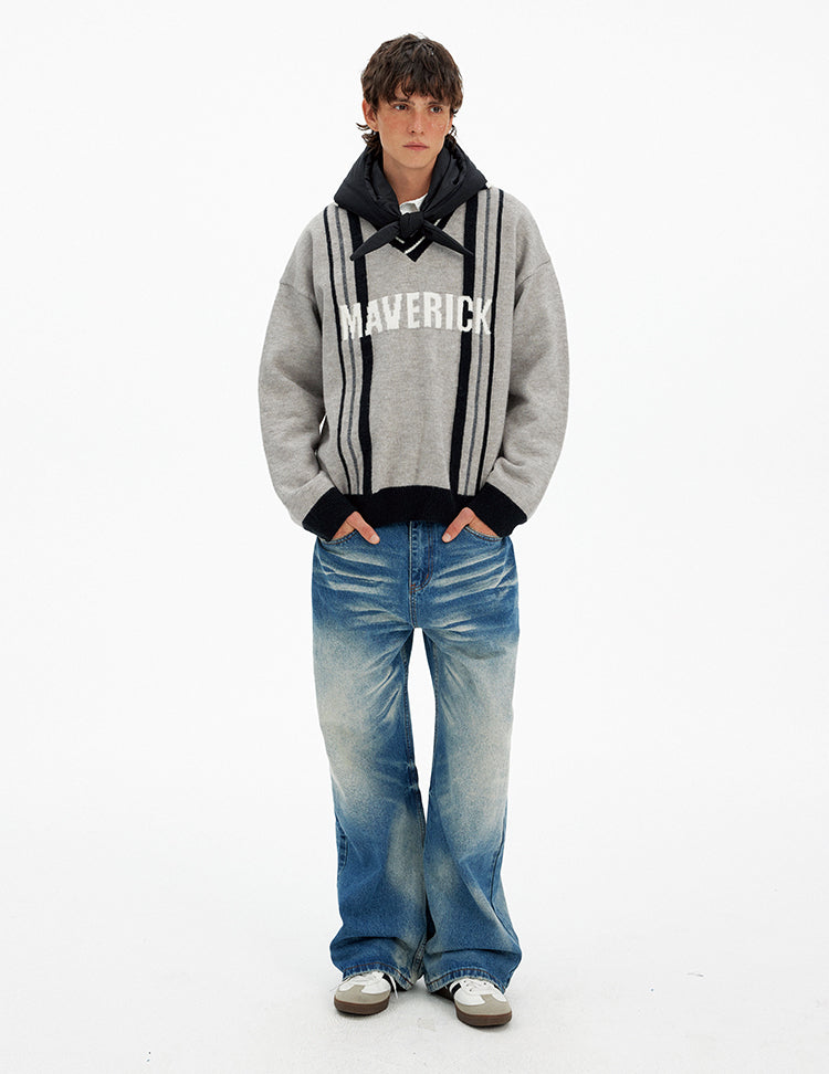 Color Block Letter Print Sweater