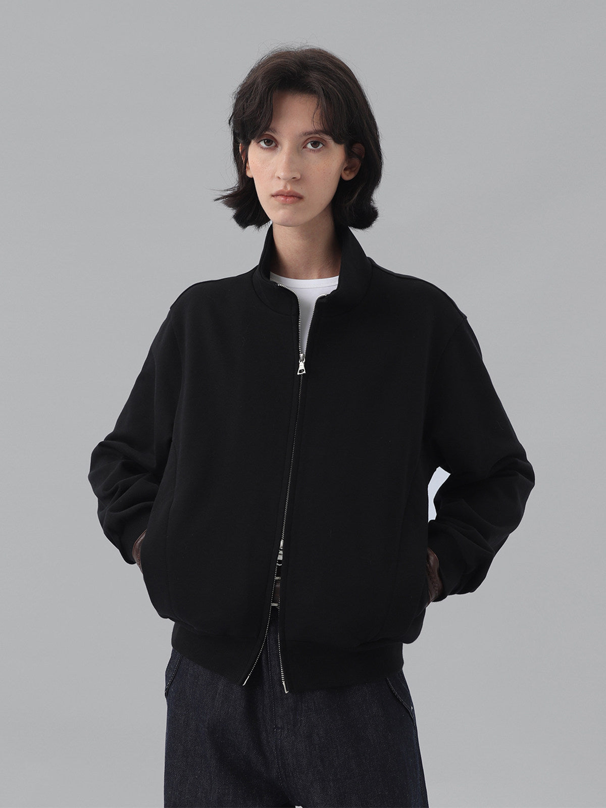 Stand-Up Collar Zip-Up Sweatshirt