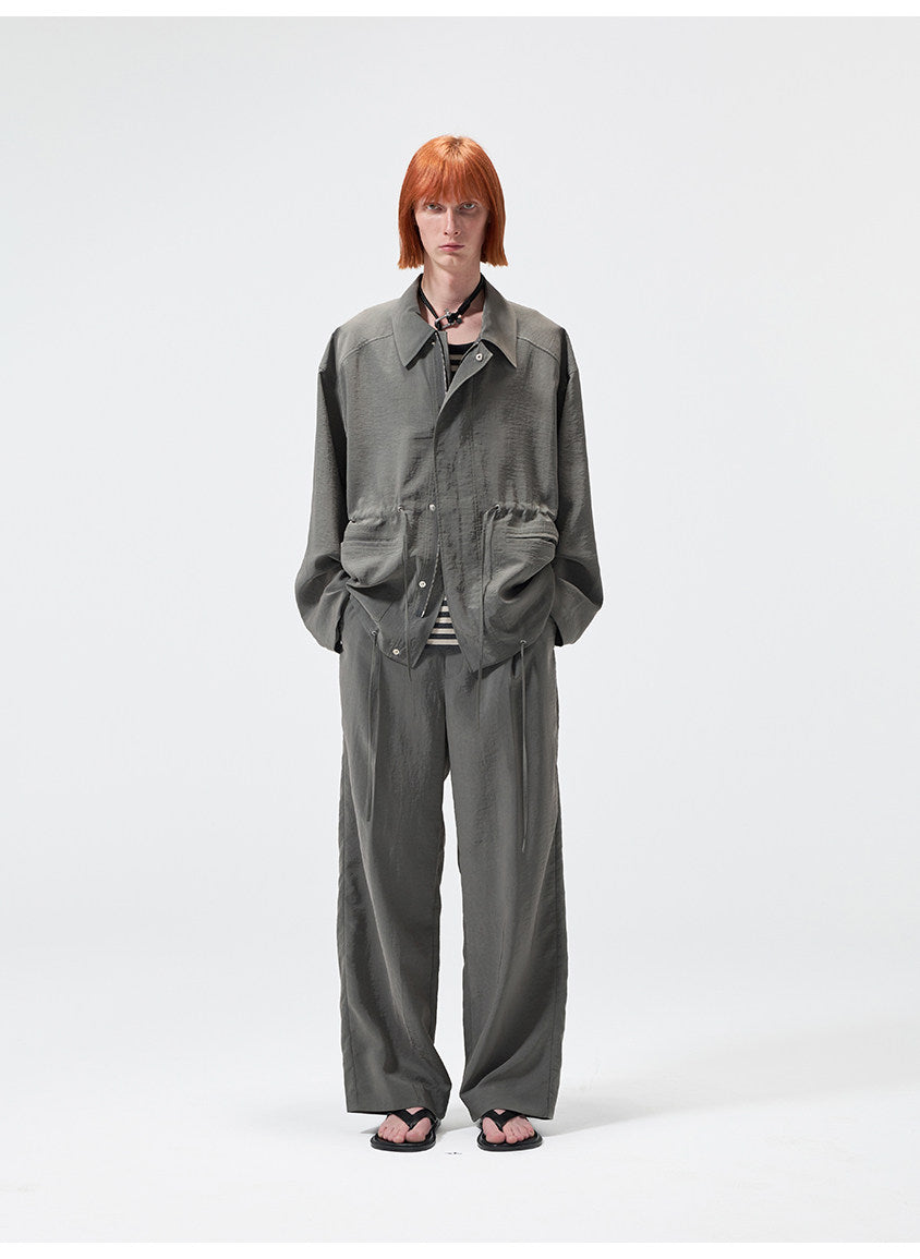 Casual Pants with a Partial Elastic Waistband